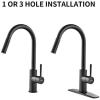 imageFORIOUS Gold Kitchen Faucet with Pull Down Sprayer Brushed Brass High Arc Gooseneck Modern Sink Faucet with CUPC Ceramic Cartridge Single Handle Stainless Steel and Deck PlateMatte Black