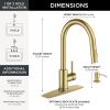 imageFORIOUS Gold Kitchen Faucet with Pull Down Sprayer Classic Single Hole Kitchen Sink Faucet with Deck Plate Single Handle High Arc Stainless Steel Fit for RV Bar Farmhouse Laundry OutdoorGold