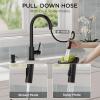 imageFORIOUS Gold Kitchen Faucet with Pull Down Sprayer Classic Single Hole Kitchen Sink Faucet with Deck Plate Single Handle High Arc Stainless Steel Fit for RV Bar Farmhouse Laundry OutdoorMatte Black