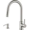 imageFORIOUS Gold Kitchen Faucet with Pull Down Sprayer Classic Single Hole Kitchen Sink Faucet with Deck Plate Single Handle High Arc Stainless Steel Fit for RV Bar Farmhouse Laundry OutdoorStainless Steel