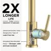 imageFORIOUS Gold Kitchen Faucet with Pull Down Sprayer Classic Single Hole Kitchen Sink Faucet with Deck Plate Single Handle High Arc Stainless Steel Fit for RV Bar Farmhouse Laundry OutdoorGold