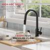 imageFORIOUS Gold Kitchen Faucet with Pull Down Sprayer Classic Single Hole Kitchen Sink Faucet with Deck Plate Single Handle High Arc Stainless Steel Fit for RV Bar Farmhouse Laundry OutdoorMatte Black