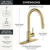 imageFORIOUS Gold Kitchen Faucet with Pull Down Sprayer Classic Single Hole Kitchen Sink Faucet with Deck Plate Single Handle High Arc Stainless Steel Fit for RV Bar Farmhouse Laundry OutdoorGold