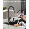 imageFORIOUS Kitchen Faucet with Pull Down Sprayer Brushed Nickel Classic High Arc Stainless Steel Faucet for Kitchen Sink Single Handle for 1 or 3 Hole Decks for RV Bar Farmhouse Laundry CamperMatte Black