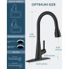 imageFORIOUS Kitchen Faucet with Pull Down Sprayer Brushed Nickel Classic High Arc Stainless Steel Faucet for Kitchen Sink Single Handle for 1 or 3 Hole Decks for RV Bar Farmhouse Laundry CamperMatte Black