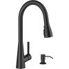 imageFORIOUS Kitchen Faucet with Pull Down Sprayer Brushed Nickel Classic High Arc Stainless Steel Faucet for Kitchen Sink Single Handle for 1 or 3 Hole Decks for RV Bar Farmhouse Laundry CamperMatte Black