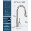 imageFORIOUS Kitchen Faucet with Pull Down Sprayer Brushed Nickel Classic High Arc Stainless Steel Faucet for Kitchen Sink Single Handle for 1 or 3 Hole Decks for RV Bar Farmhouse Laundry CamperStainless Steel