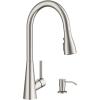 imageFORIOUS Kitchen Faucet with Pull Down Sprayer Brushed Nickel Classic High Arc Stainless Steel Faucet for Kitchen Sink Single Handle for 1 or 3 Hole Decks for RV Bar Farmhouse Laundry CamperStainless Steel