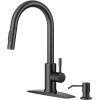 imageFORIOUS Kitchen Faucet with Pull Down Sprayer Brushed Nickel High Arc Modern Classic Sink Faucet Stainless Steel with Deck Plate Fit for 1 or 3 Hole for Pot Filler Bar Farmhouse Laundry RvOil Rubbed Bronze