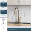 imageFORIOUS Kitchen Faucet with Pull Down Sprayer Brushed Nickel High Arc Modern Classic Sink Faucet Stainless Steel with Deck Plate Fit for 1 or 3 Hole for Pot Filler Bar Farmhouse Laundry RvBrushed Gold