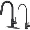 imageFORIOUS Kitchen Faucet with Pull Down Sprayer Brushed Nickel High Arc Modern Classic Sink Faucet Stainless Steel with Deck Plate Fit for 1 or 3 Hole for Pot Filler Bar Farmhouse Laundry RvMatte Black