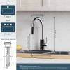 imageFORIOUS Kitchen Faucet with Pull Down Sprayer Brushed Nickel High Arc Modern Classic Sink Faucet Stainless Steel with Deck Plate Fit for 1 or 3 Hole for Pot Filler Bar Farmhouse Laundry RvBlack Chrome