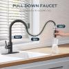 imageFORIOUS Kitchen Faucet with Pull Down Sprayer Brushed Nickel High Arc Modern Classic Sink Faucet Stainless Steel with Deck Plate Fit for 1 or 3 Hole for Pot Filler Bar Farmhouse Laundry RvOil Rubbed Bronze
