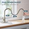 imageFORIOUS Kitchen Faucet with Pull Down Sprayer Brushed Nickel High Arc Modern Classic Sink Faucet Stainless Steel with Deck Plate Fit for 1 or 3 Hole for Pot Filler Bar Farmhouse Laundry RvStainless Steel