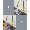 imageFORIOUS Kitchen Faucet with Pull Down Sprayer Brushed Nickel High Arc Modern Classic Sink Faucet Stainless Steel with Deck Plate Fit for 1 or 3 Hole for Pot Filler Bar Farmhouse Laundry RvBrushed Gold