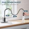 imageFORIOUS Kitchen Faucet with Pull Down Sprayer Brushed Nickel High Arc Modern Classic Sink Faucet Stainless Steel with Deck Plate Fit for 1 or 3 Hole for Pot Filler Bar Farmhouse Laundry RvBlack Chrome