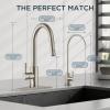 imageFORIOUS Kitchen Faucet with Pull Down Sprayer Brushed Nickel High Arc Modern Classic Sink Faucet Stainless Steel with Deck Plate Fit for 1 or 3 Hole for Pot Filler Bar Farmhouse Laundry RvStainless Steel