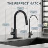 imageFORIOUS Kitchen Faucet with Pull Down Sprayer Brushed Nickel High Arc Modern Classic Sink Faucet Stainless Steel with Deck Plate Fit for 1 or 3 Hole for Pot Filler Bar Farmhouse Laundry RvMatte Black