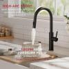 imageFORIOUS Kitchen Faucet with Pull Down Sprayer Classic Brushed Nickel Single Handle High Arc Stainless Steel Kitchen Sink Faucet 1 or 3 Hole Deck Mount for RV Bar Farmhouse Laundry OutdoorMatte Black