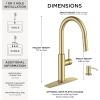 imageFORIOUS Kitchen Faucet with Pull Down Sprayer Classic Brushed Nickel Single Handle High Arc Stainless Steel Kitchen Sink Faucet 1 or 3 Hole Deck Mount for RV Bar Farmhouse Laundry OutdoorGold