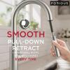 imageFORIOUS Kitchen Faucet with Pull Down Sprayer Classic Brushed Nickel Single Handle High Arc Stainless Steel Kitchen Sink Faucet 1 or 3 Hole Deck Mount for RV Bar Farmhouse Laundry OutdoorStainless Steel