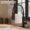 imageFORIOUS Kitchen Faucets Brushed Nickel Kitchen Sink Faucet with Pull Down Sprayer Commercial Kitchen Faucet Stainless Steel Classic Single Handle Pull Out Sink Faucets for RV Laundry Utility RoomMatte Black