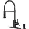imageFORIOUS Kitchen Faucets Brushed Nickel Kitchen Sink Faucet with Pull Down Sprayer Commercial Kitchen Faucet Stainless Steel Classic Single Handle Pull Out Sink Faucets for RV Laundry Utility RoomMatte Black