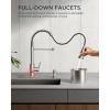 imageFORIOUS Kitchen Faucets Brushed Nickel Kitchen Sink Faucet with Pull Down Sprayer Commercial Kitchen Faucet Stainless Steel Classic Single Handle Pull Out Sink Faucets for RV Laundry Utility RoomStainless Steel