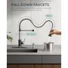imageFORIOUS Kitchen Faucets Brushed Nickel Kitchen Sink Faucet with Pull Down Sprayer Commercial Kitchen Faucet Stainless Steel Classic Single Handle Pull Out Sink Faucets for RV Laundry Utility RoomBlackBrushed