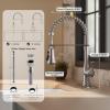 imageFORIOUS Kitchen Faucets Brushed Nickel Kitchen Sink Faucet with Pull Down Sprayer Commercial Kitchen Faucet Stainless Steel Classic Single Handle Pull Out Sink Faucets for RV Laundry Utility RoomStainless Steel