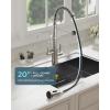 imageFORIOUS Kitchen Faucets Brushed Nickel Kitchen Sink Faucet with Pull Down Sprayer Commercial Kitchen Faucet Stainless Steel Classic Single Handle Pull Out Sink Faucets for RV Laundry Utility RoomStainless Steel
