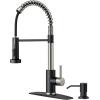 imageFORIOUS Kitchen Faucets Brushed Nickel Kitchen Sink Faucet with Pull Down Sprayer Commercial Kitchen Faucet Stainless Steel Classic Single Handle Pull Out Sink Faucets for RV Laundry Utility RoomBlackBrushed
