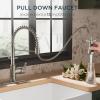 imageFORIOUS Kitchen Faucets Brushed Nickel Kitchen Sink Faucet with Pull Down Sprayer Commercial Kitchen Faucet Stainless Steel Classic Single Handle Pull Out Sink Faucets for RV Laundry Utility RoomStainless Steel