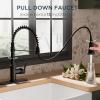 imageFORIOUS Kitchen Faucets Brushed Nickel Kitchen Sink Faucet with Pull Down Sprayer Commercial Kitchen Faucet Stainless Steel Classic Single Handle Pull Out Sink Faucets for RV Laundry Utility RoomOil Rubbed Brown