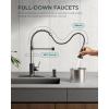 imageFORIOUS Kitchen Faucets Brushed Nickel Kitchen Sink Faucet with Pull Down Sprayer Commercial Kitchen Faucet Stainless Steel Classic Single Handle Pull Out Sink Faucets for RV Laundry Utility RoomBlackBrushed