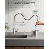 imageFORIOUS Kitchen Faucets Brushed Nickel Kitchen Sink Faucet with Pull Down Sprayer Commercial Kitchen Faucet Stainless Steel Classic Single Handle Pull Out Sink Faucets for RV Laundry Utility RoomStainless Steel