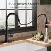 imageFORIOUS Kitchen Faucets Brushed Nickel Kitchen Sink Faucet with Pull Down Sprayer Commercial Kitchen Faucet Stainless Steel Classic Single Handle Pull Out Sink Faucets for RV Laundry Utility RoomMatte Black