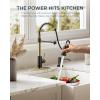 imageFORIOUS Kitchen Faucets Brushed Nickel Kitchen Sink Faucet with Pull Down Sprayer Commercial Kitchen Faucet Stainless Steel Classic Single Handle Pull Out Sink Faucets for RV Laundry Utility RoomBlackGold