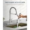 imageFORIOUS Kitchen Faucets Brushed Nickel Kitchen Sink Faucet with Pull Down Sprayer Commercial Kitchen Faucet Stainless Steel Classic Single Handle Pull Out Sink Faucets for RV Laundry Utility RoomChrome
