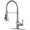 imageFORIOUS Kitchen Faucets Brushed Nickel Kitchen Sink Faucet with Pull Down Sprayer Commercial Kitchen Faucet Stainless Steel Classic Single Handle Pull Out Sink Faucets for RV Laundry Utility RoomStainless Steel