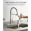 imageFORIOUS Kitchen Faucets Brushed Nickel Kitchen Sink Faucet with Pull Down Sprayer Commercial Kitchen Faucet Stainless Steel Classic Single Handle Pull Out Sink Faucets for RV Laundry Utility RoomStainless Steel