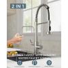 imageFORIOUS Kitchen Faucets Brushed Nickel Kitchen Sink Faucet with Pull Down Sprayer Commercial Kitchen Faucet Stainless Steel Classic Single Handle Pull Out Sink Faucets for RV Laundry Utility RoomStainless Steel