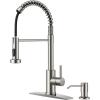 imageFORIOUS Kitchen Faucets Brushed Nickel Kitchen Sink Faucet with Pull Down Sprayer Commercial Kitchen Faucet Stainless Steel Classic Single Handle Pull Out Sink Faucets for RV Laundry Utility RoomStainless Steel