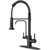 imageFORIOUS Kitchen Faucets Brushed Nickel Kitchen Sink Faucet with Pull Down Sprayer Commercial Kitchen Faucet Stainless Steel Classic Single Handle Pull Out Sink Faucets for RV Laundry Utility RoomMatte Black