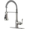 imageFORIOUS Kitchen Faucets Brushed Nickel Kitchen Sink Faucet with Pull Down Sprayer Commercial Kitchen Faucet Stainless Steel Classic Single Handle Pull Out Sink Faucets for RV Laundry Utility RoomStainless Steel