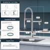 imageFORIOUS Kitchen Faucets Commercial Brushed Nickel High Pressure Modern Sink Faucet with Pull Down Sprayer DoubleHeaded Stainless Steel for Restaurant Bar Laundry