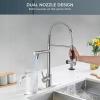 imageFORIOUS Kitchen Faucets Commercial Brushed Nickel High Pressure Modern Sink Faucet with Pull Down Sprayer DoubleHeaded Stainless Steel for Restaurant Bar Laundry