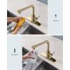 imageFORIOUS Kitchen Faucets with Pull Down Sprayer Brushed Nickel Stainless Steel Single Handle Classic Pull Out Sink Faucet for Farmhouse Bar Laundry RV with Deck Plate for 1 or 3 HolesGold