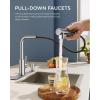 imageFORIOUS Kitchen Faucets with Pull Down Sprayer Brushed Nickel Stainless Steel Single Handle Classic Pull Out Sink Faucet for Farmhouse Bar Laundry RV with Deck Plate for 1 or 3 HolesChrome