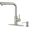 imageFORIOUS Kitchen Faucets with Pull Down Sprayer Brushed Nickel Stainless Steel Single Handle Classic Pull Out Sink Faucet for Farmhouse Bar Laundry RV with Deck Plate for 1 or 3 HolesStainless Steel